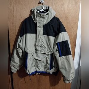 Columbia Sportswear Mens XL Pullover 1/2 Zip Black Tan Blue Hooded Coat